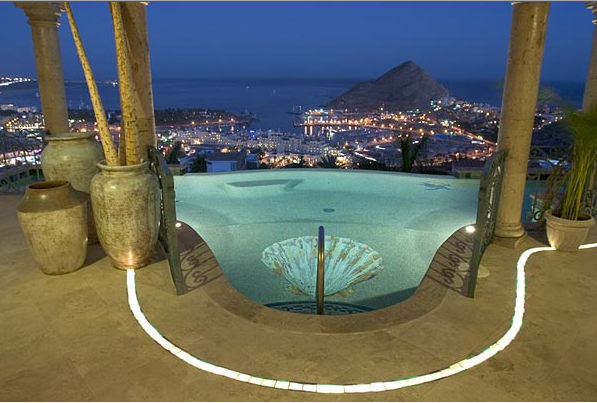 Pool view of Cabo San Lucas at Night 