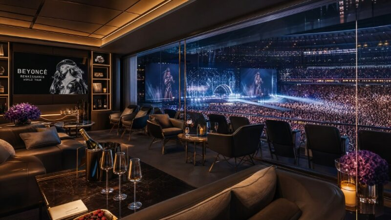 Luxury VIP suite experience at a live event